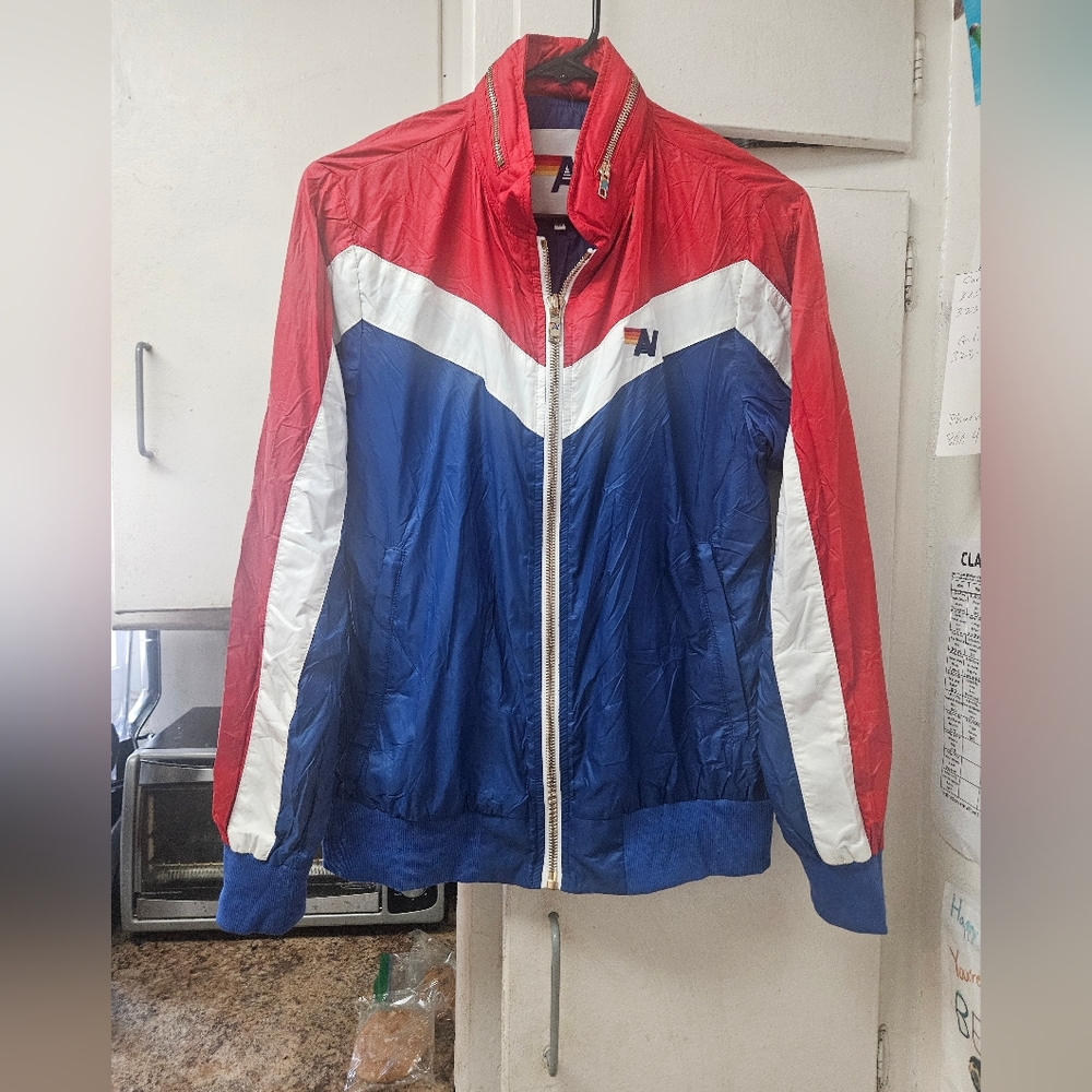 Aviator Nation Classic USA XS extra-small red blue white windbreaker jacket